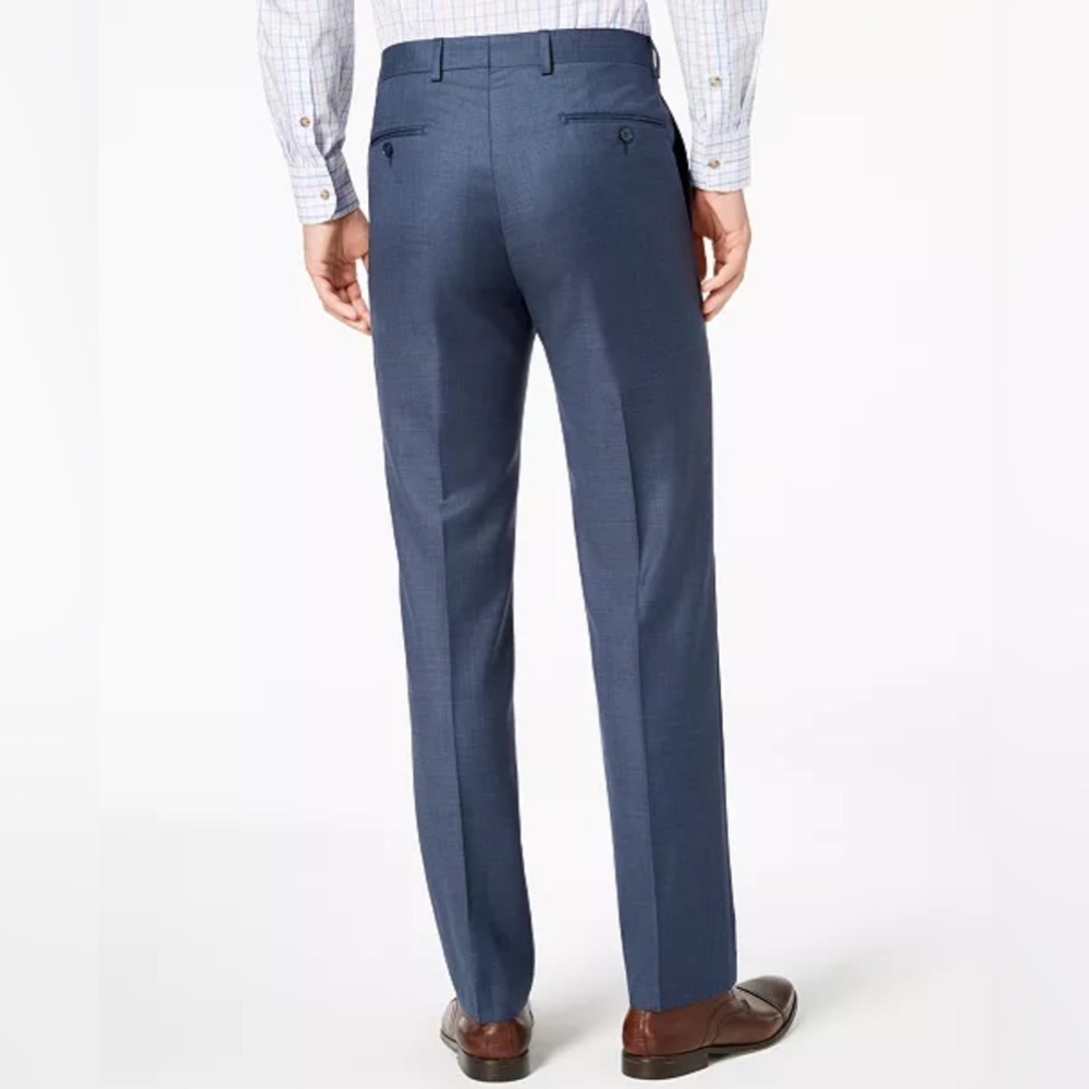Calvin Klein Mens Slim-Fit Solid Dark Blue Polyester Brand Dress Pants 42W x 32L - Picture 2 of 12